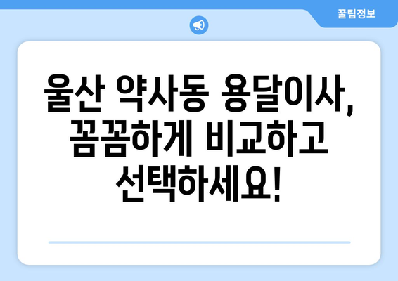 울산 중구 약사동 용달이사 전문 업체 비교 가이드 | 저렴하고 안전한 이삿짐센터 찾기