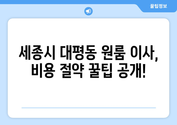 세종시 대평동 원룸 이사, 저렴하고 안전하게 하는 방법 | 세종특별자치시, 원룸 이사 비용, 이삿짐센터 추천