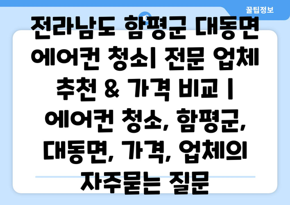 전라남도 함평군 대동면 에어컨 청소| 전문 업체 추천 & 가격 비교 | 에어컨 청소, 함평군, 대동면, 가격, 업체