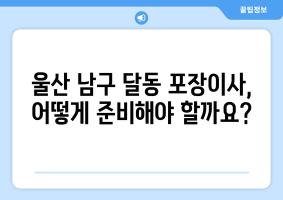 울산 남구 달동 포장이사 전문 업체 추천 & 비용 가이드 | 이사짐센터, 견적, 후기, 비교
