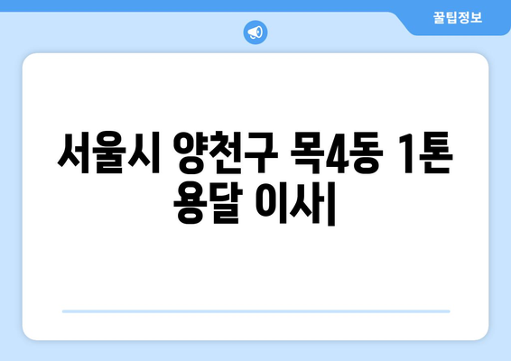 서울시 양천구 목4동 1톤 용달이사| 빠르고 안전한 이사, 지금 바로 상담하세요! | 용달 이사, 1톤 용달, 저렴한 이사, 이삿짐센터, 이사 비용