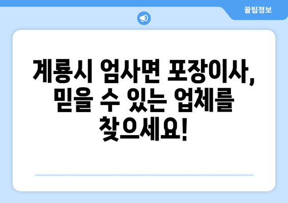충청남도 계룡시 엄사면 포장이사 전문 업체 추천 | 이삿짐센터 비교, 가격, 후기, 견적