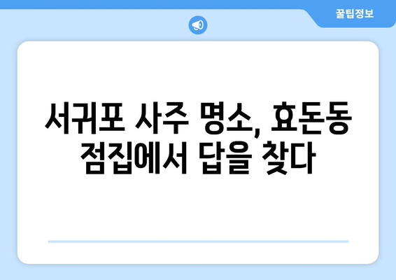 제주도 서귀포시 효돈동 사주 명소 추천| 운세, 궁합, 사업운까지 | 서귀포 사주, 효돈동 점집, 제주도 유명한 사주