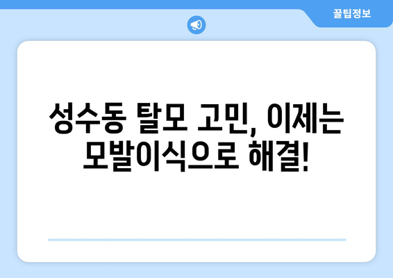서울 성동구 성수1가제1동 모발이식| 추천 병원 & 비용 가이드 | 모발이식, 성수동, 탈모, 비용, 후기